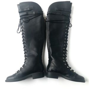 Joie Gryffin Lace-Up Knee High Boot - Black